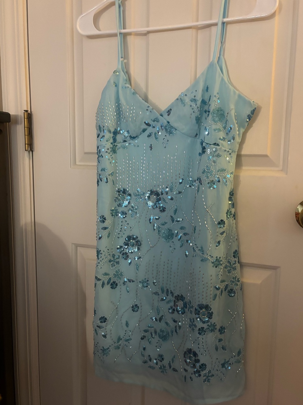 Thirty | Thirty LA Light Blue Sequin Floral Slip Dress